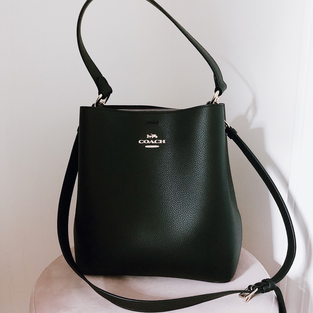 Black | Coach Leather Small Town Bucket Bag
